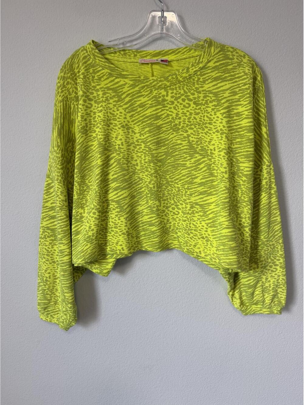 Maronie Long Sleeve Crew Neck Animal Print Cropped Sweatshirt Women's Size S